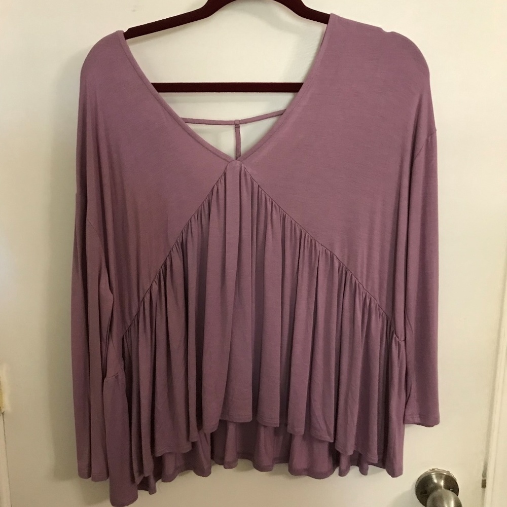 Mauve babydoll top with long sleeves